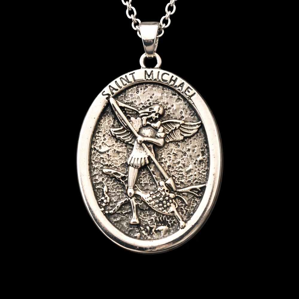 St. Michael Archangel Medal Necklace – Protection & Strength Pendant